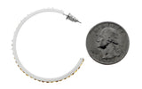 White & Yellow Colored Metal Crystal-Hoop-Earrings With Crystal Accents #524