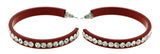 Red & Clear Colored Metal Crystal-Hoop-Earrings With Crystal Accents #335