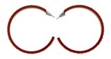 Red & Clear Colored Metal Crystal-Hoop-Earrings With Crystal Accents #335
