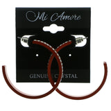 Red & Clear Colored Metal Crystal-Hoop-Earrings With Crystal Accents #338