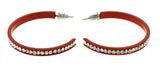Red & Clear Colored Metal Crystal-Hoop-Earrings With Crystal Accents #338