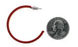 Red & Clear Colored Metal Crystal-Hoop-Earrings With Crystal Accents #338