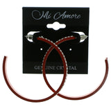 Red & Clear Colored Metal Crystal-Hoop-Earrings With Crystal Accents #350