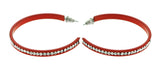 Red & Clear Colored Metal Crystal-Hoop-Earrings With Crystal Accents #350