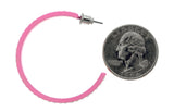 Pink & Clear Colored Metal Crystal-Hoop-Earrings With Crystal Accents #352