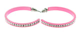Pink & Clear Colored Metal Crystal-Hoop-Earrings With Crystal Accents #352