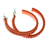 Orange Metal Crystal-Hoop-Earrings With Crystal Accents #357