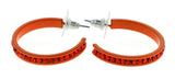 Orange Metal Crystal-Hoop-Earrings With Crystal Accents #357