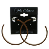 Brown Metal Crystal-Hoop-Earrings With Crystal Accents #358
