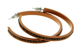 Brown Metal Crystal-Hoop-Earrings With Crystal Accents #358