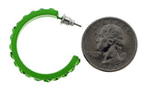 Green Metal Crystal-Hoop-Earrings With Crystal Accents #366
