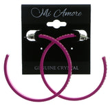 Pink Metal Crystal-Hoop-Earrings With Crystal Accents #368
