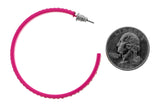 Pink Metal Crystal-Hoop-Earrings With Crystal Accents #368