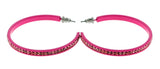 Pink Metal Crystal-Hoop-Earrings With Crystal Accents #368