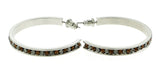 Silver-Tone & Multi Colored Metal Crystal-Hoop-Earrings With Crystal Accents #375