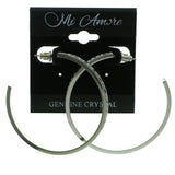 Silver-Tone & Multi Colored Metal Crystal-Hoop-Earrings With Crystal Accents #376