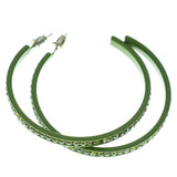 Green Metal Crystal-Hoop-Earrings With Crystal Accents #377