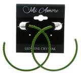 Green Metal Crystal-Hoop-Earrings With Crystal Accents #377