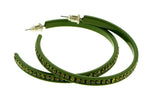 Green Metal Crystal-Hoop-Earrings With Crystal Accents #377