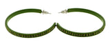 Green Metal Crystal-Hoop-Earrings With Crystal Accents #377