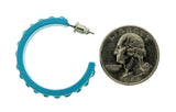 Blue Metal Crystal-Hoop-Earrings With Crystal Accents #380