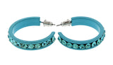 Blue Metal Crystal-Hoop-Earrings With Crystal Accents #380