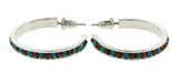 Silver-Tone & Multi Colored Metal Crystal-Hoop-Earrings With Crystal Accents #391