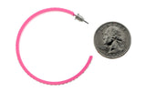 Pink & Clear Colored Metal Crystal-Hoop-Earrings With Crystal Accents #392