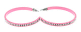 Pink & Clear Colored Metal Crystal-Hoop-Earrings With Crystal Accents #392