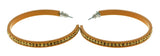 Brown & Yellow Colored Metal Crystal-Hoop-Earrings With Crystal Accents #396