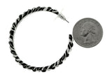 White & Black Colored Metal Crystal-Hoop-Earrings With Crystal Accents #401