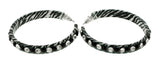 White & Black Colored Metal Crystal-Hoop-Earrings With Crystal Accents #401