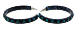 Blue & Black Colored Metal Crystal-Hoop-Earrings With Crystal Accents #403