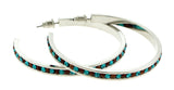 Silver-Tone & Multi Colored Metal Crystal-Hoop-Earrings With Crystal Accents #406