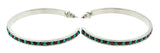 Silver-Tone & Multi Colored Metal Crystal-Hoop-Earrings With Crystal Accents #406