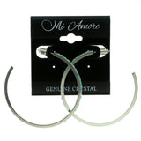 Silver-Tone & Multi Colored Metal Hoop-Earrings With Crystal Accents #409