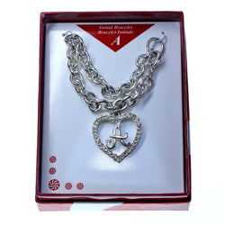 Initial A Charm Bracelet With Crystal Accents Silver-Tone & Clear Colored #3738