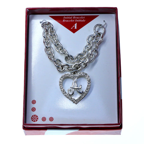Initial A Charm Bracelet With Crystal Accents Silver-Tone & Clear Colored #3738