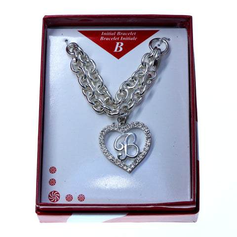 Initial B Charm Bracelet  With Crystal Accents Silver-Tone Color #3737