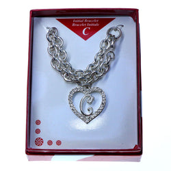 Initial C Charm Bracelet  With Crystal Accents Silver-Tone Color #3734