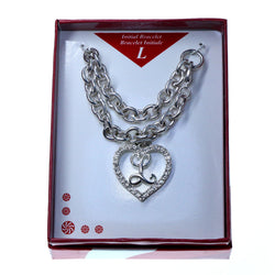 Initial L Charm Bracelet  With Crystal Accents Silver-Tone Color #3736