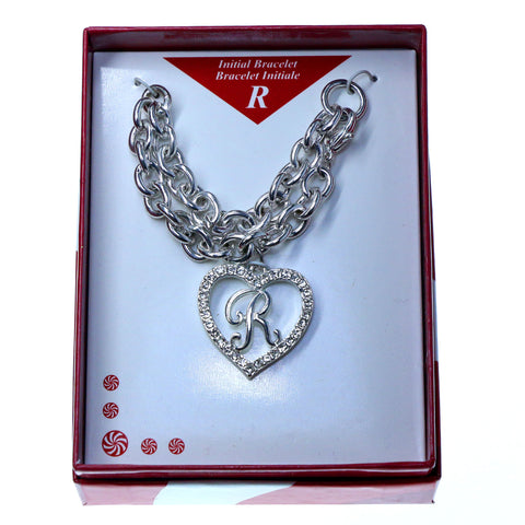 Initial R Charm Bracelet  With Crystal Accents Silver-Tone Color #3740