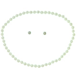 Stretch Necklace-Earrings Jewelry Set With Bead Accents  White Color #3593