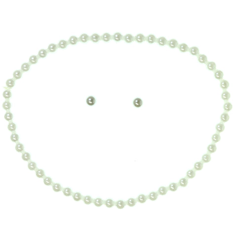 Stretch Necklace-Earrings Jewelry Set With Bead Accents  White Color #3593
