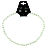 Stretch Necklace-Earrings Jewelry Set With Bead Accents  White Color #3593