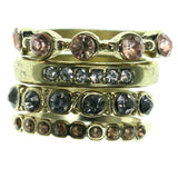 Gold-Tone & Multi Colored Metal Multiple-Rings With Crystal Accents #3591
