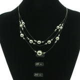 Adjustable Length Necklace-Earrings With Bead Accents  Silver-Tone Color #3578