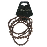 Brown Acrylic Multiple-Stretch-Bracelets With Bead Accents #3601