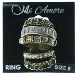 Antique Multiple-Rings With Crystal Accents Silver-Tone & Gold-Tone Colored #3635