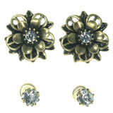 Flower Multiple-Earrings With Crystal Accents  Gold-Tone Color #3576